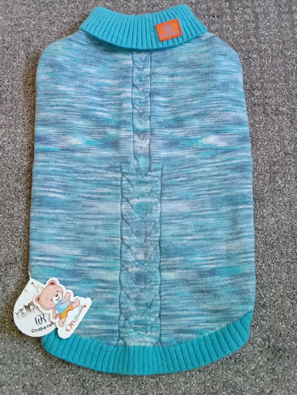 On the roll Blue Marled Cable-Knit Dog 🐶 Sweater Size 2XL